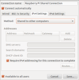 Create RPi Shared Connection IPv4 Tab